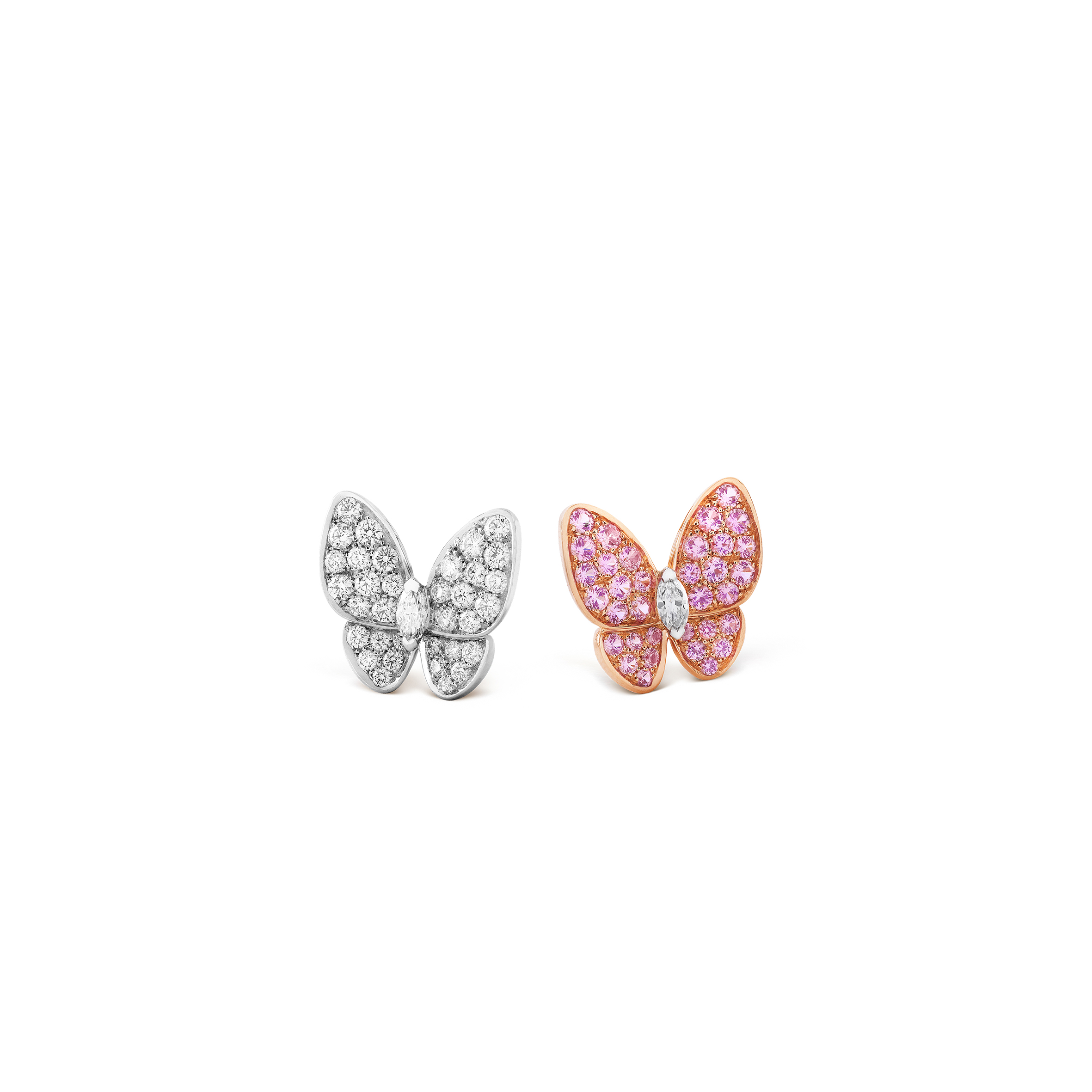v*n cl*f arpels two butterfly earrings - white gold, Di*m*nd, sapphire  vcaro3m600